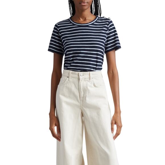 Veronica Beard Tops - Veronica Beard Button Detail Striped Carla T Shirt Size L